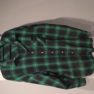 Green Plaid Lightweight Flannel Shirt